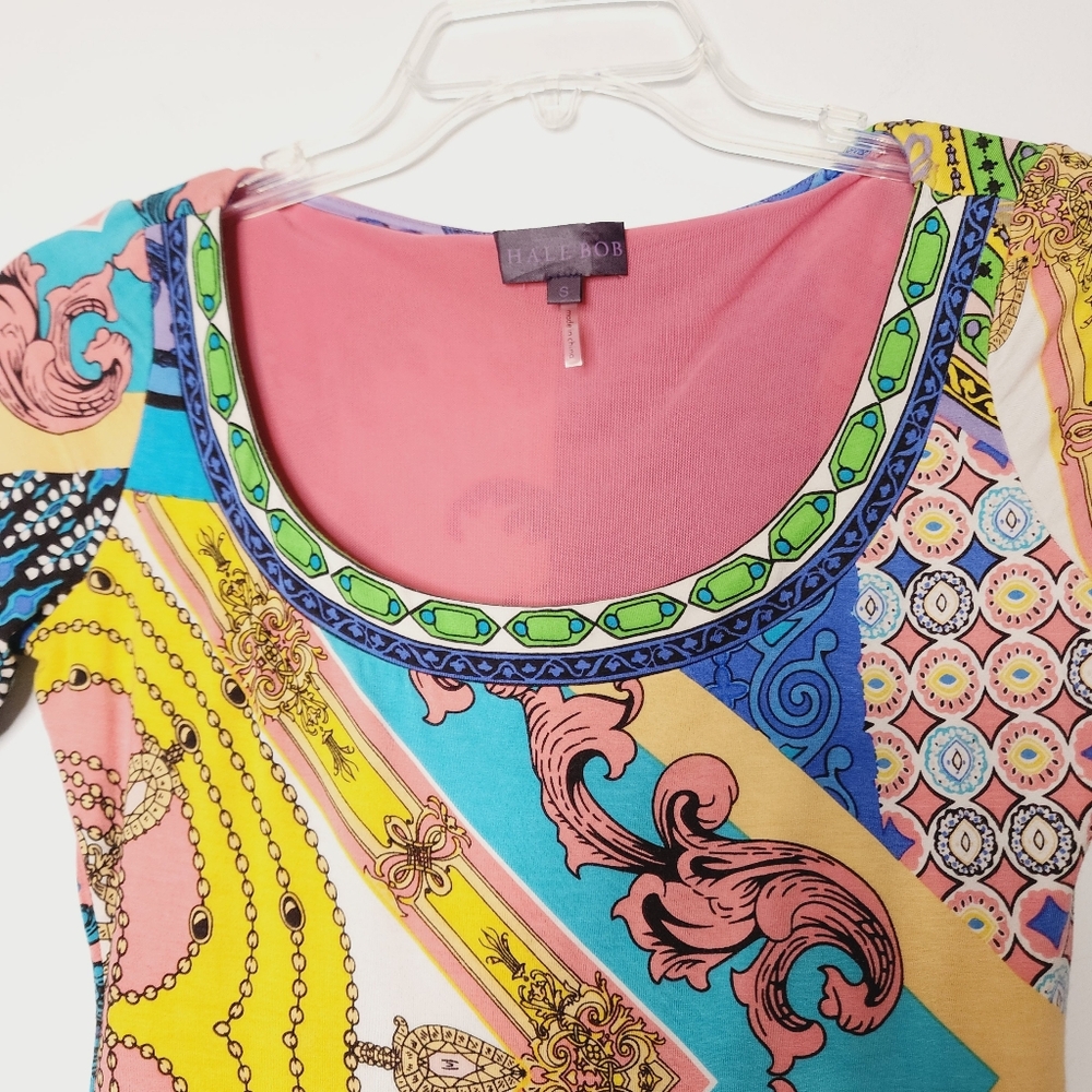 HALE BOB Bodycon Multicolor Print Dress Small - Picture 6 of 8